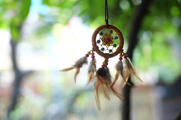 istock Soft focus on Dream Catcher with natural background in vintage style. Native american dream catcher. boho chic, ethnic amulet. 689048444