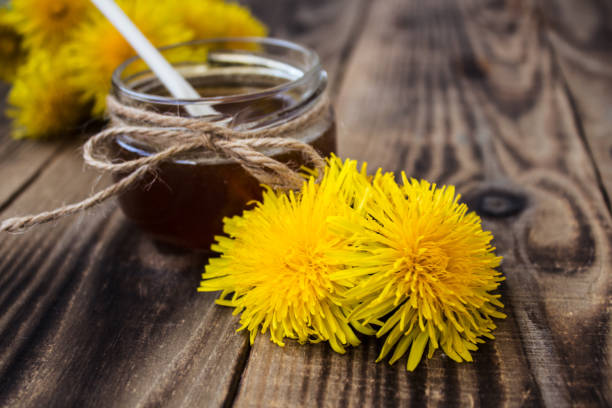 istock dandelion jam or honey in jar with fresh flowers 689051756