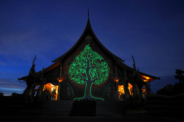 istock The tree statue show of the beautiful glow on twilight 689058948