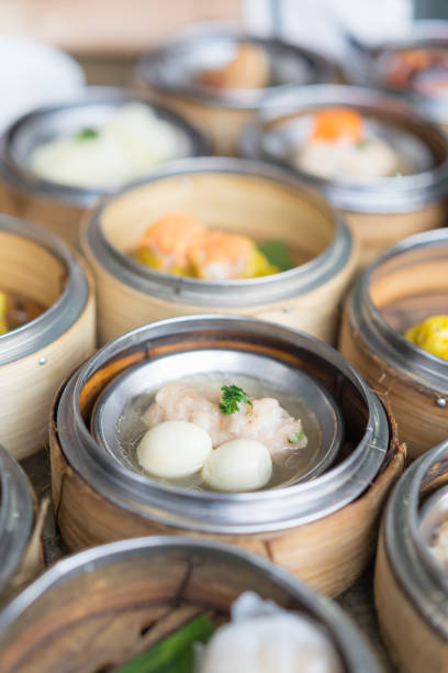 istock Chinese yumcha dimsum set in bamboo container. 689062544
