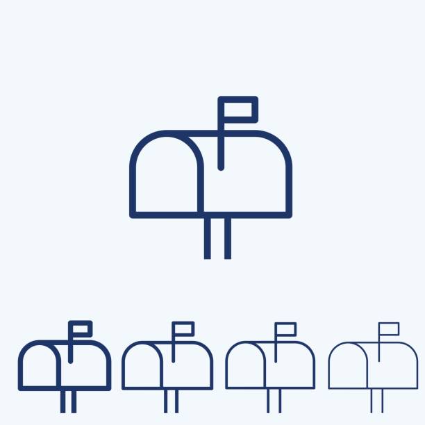 ilustraciones, imágenes clip art, dibujos animados e iconos de stock de icono de vector de buzón - buzón de cartas