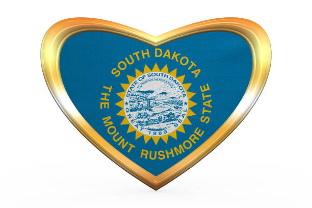 istock Flag of South Dakota in heart shape, golden frame 689068076