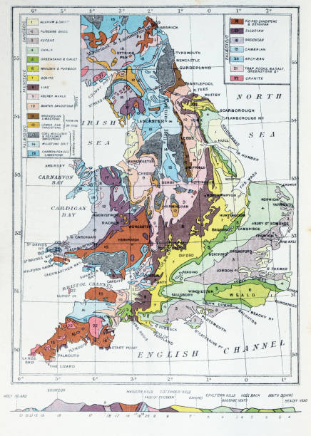 istock Antique colored illustrations: Geological map of England and Wales 689068618