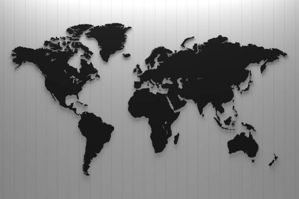 istock World map continent on the color Wall panel. 689069584
