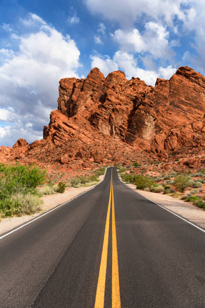 istock Desert Road with Yellow Lines in Nevada 689075970