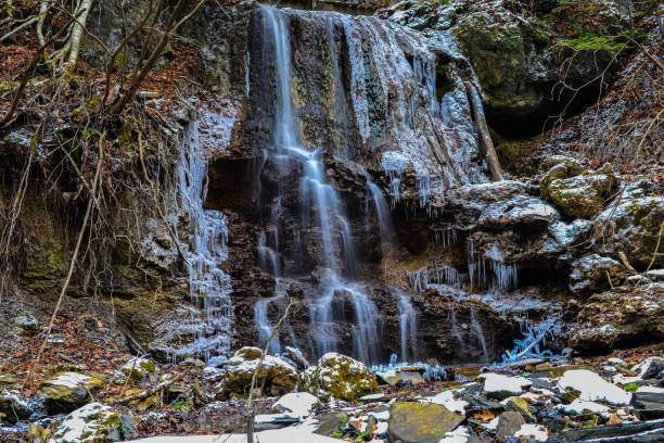 winter waterfalls stock photo