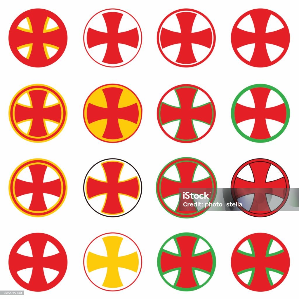 red pharmacy cross vector set - healthcare medical icon red pharmacy cross vector set - healthcare medical icon - white background Circle stock vector