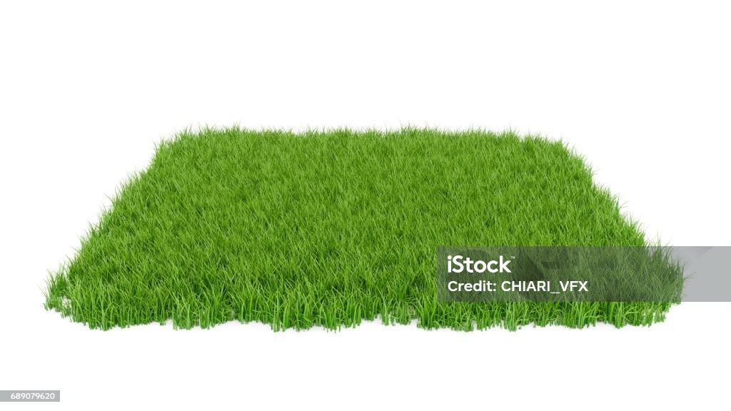 3D Rendering green grass field isolated on white background Grass stock illustration