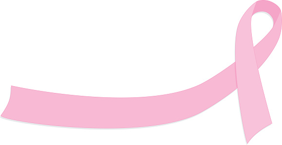 Stylized pink breast cancer awareness ribbon. Plenty of blank copy space to add text, if desired.