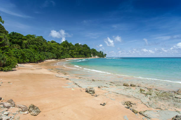 istock Nail Island blue sky with white clouds, Andaman Islands, India 689082184