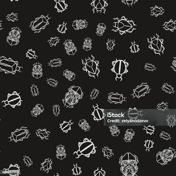 Bug Pattern White Background Pattern With White Bugs Stock Illustration - Download Image Now ...