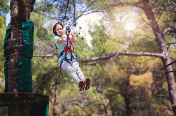 istock Girl in adventure park 689083658