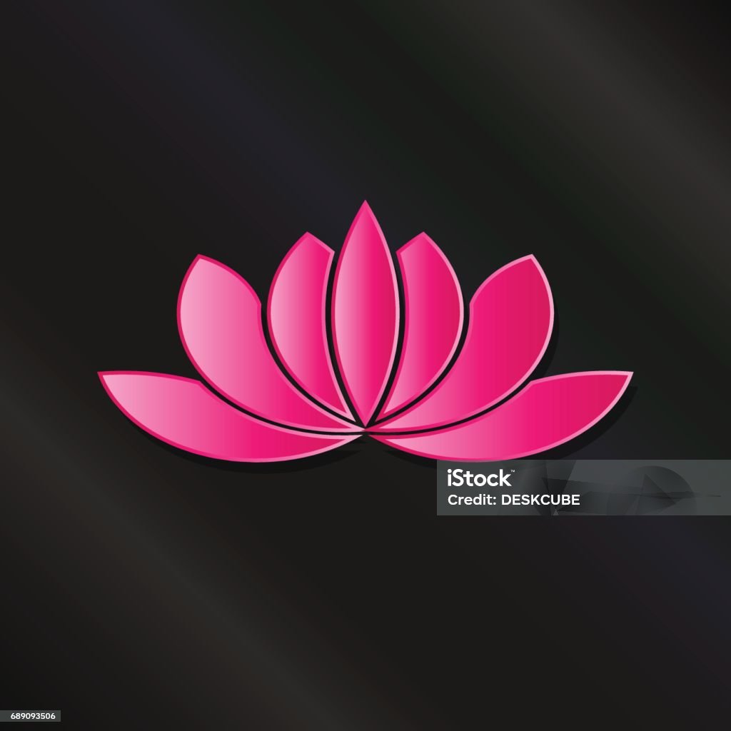 Leafy Lotus plant pink asian color Art stock vector
