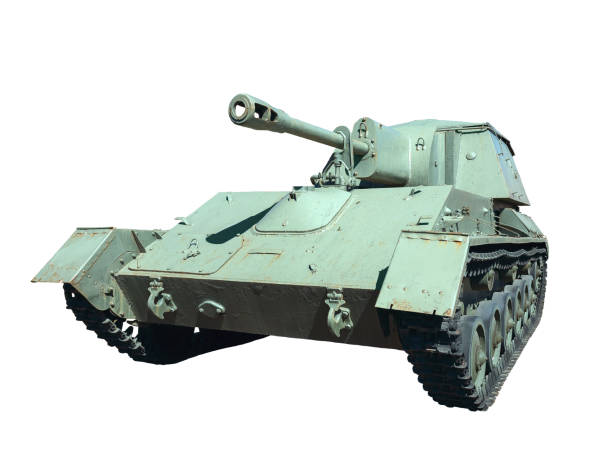 istock military equipment tank cut out on white background. 689093902