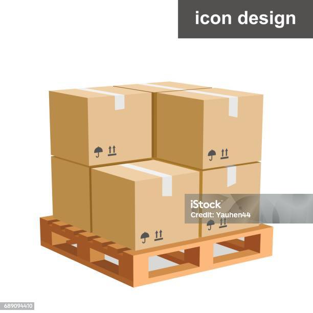 Vector Icon Cargo Boxes Pallet Stock Illustration - Download Image Now - Pallet - Industrial Equipment, Box - Container, Stack