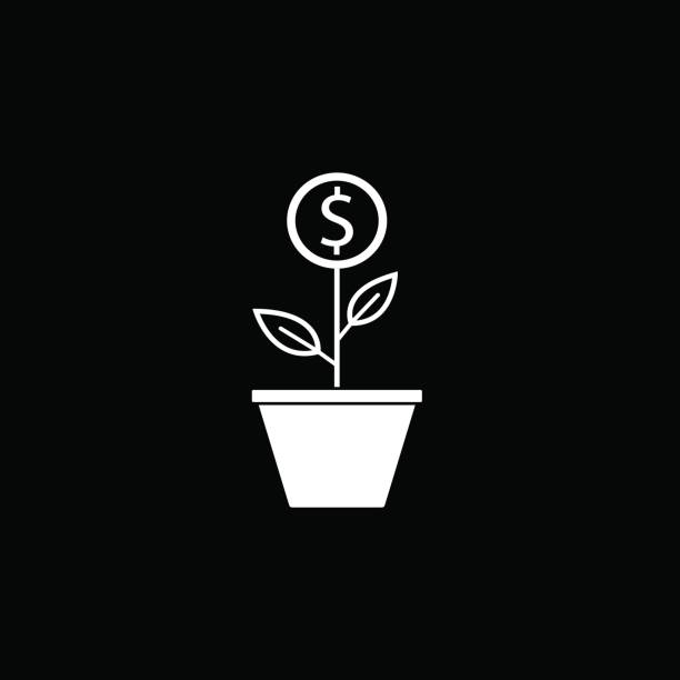 お金の植物固体アイコン、金融、ビジネス - ときめき点のイラスト素材／クリップアート素材／マンガ素材／アイコン素材