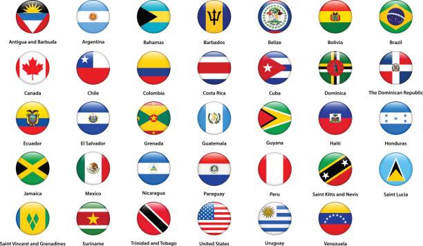 ilustrações, clipart, desenhos animados e ícones de bandeiras de todos os países dos continentes americanos - peru américa do sul