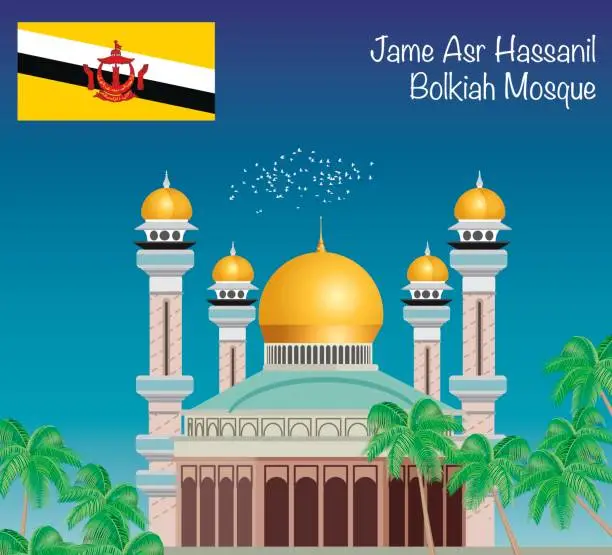 Vector illustration of Jame Asr Hassanil Bolkiah Mosque