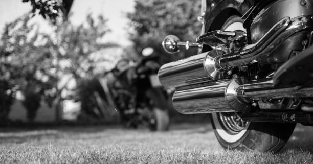 istock Chrome exhaust on the motorcycle 689103618