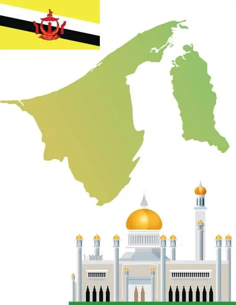 Vector illustration of Brunei (Sultan Omar Ali Saifuddin Mosque)