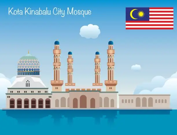 Vector illustration of Kota Kinabalu City Mosque