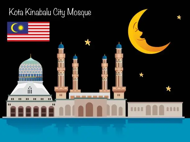 Vector illustration of Kota Kinabalu City Mosque