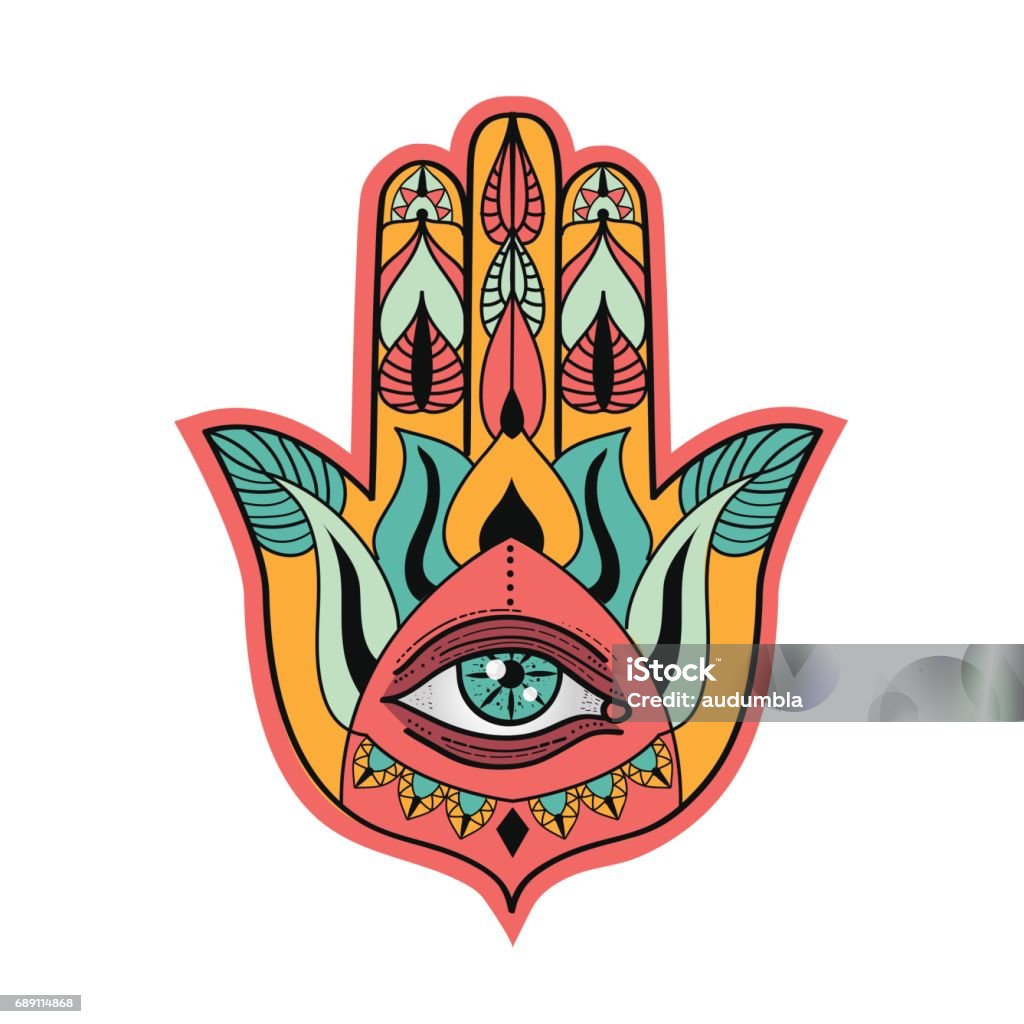 Bàn Tay Đầy Màu Sắc Của Bùa May Mắn Fatima Hình minh họa Sẵn có ...