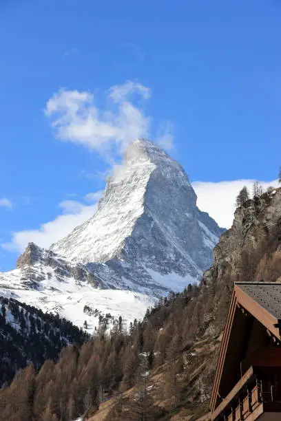 Zermatt is a municipality in the district of Visp in the German-speaking section of the canton of Valais in Switzerland.  The town lies at the upper end of Mattertal at an elevation of 1,620 m (5,310 ft), at the foot of Switzerland's highest peaks.