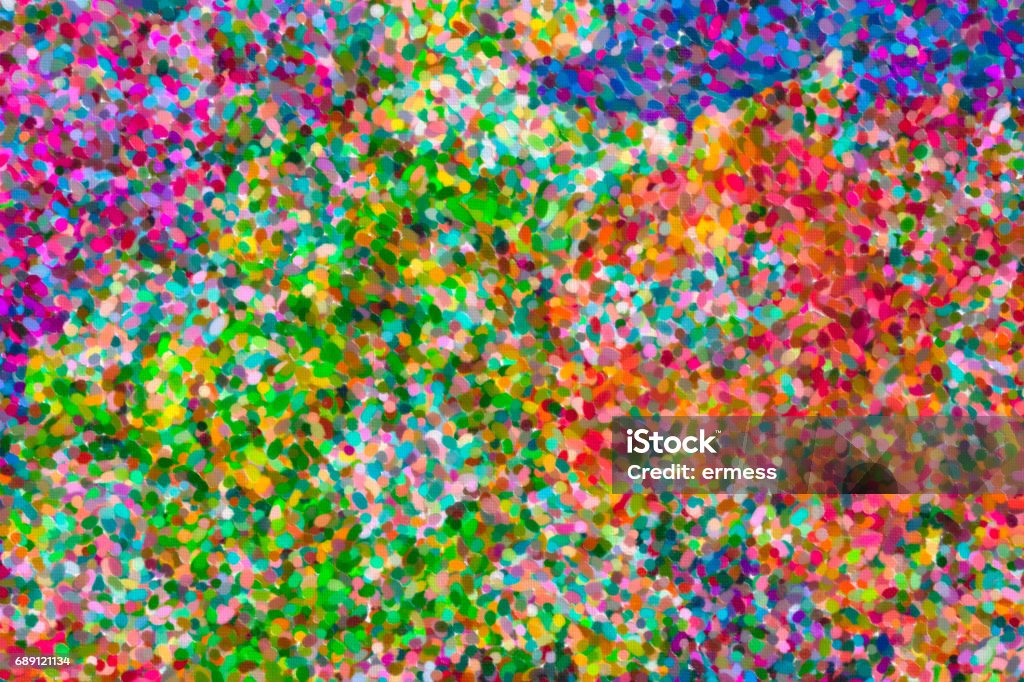 abstract pointillist oil painting abstract impressionist art work in pointillist style - brush strokes of oil painting - colorful abstract texture Pointillism Stock Photo