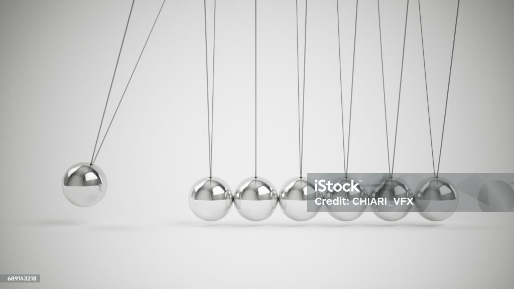 3D rendering Metal Newton's cradle Pendulum Stock Photo