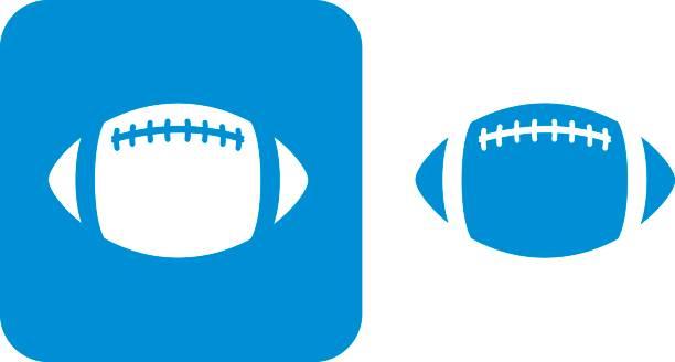 illustrazioni stock, clip art, cartoni animati e icone di tendenza di icone del calcio blu - pallone da football americano