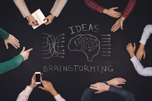 istock Teamwork concept - top view of six people generate ideas and brainstorming. 689148784