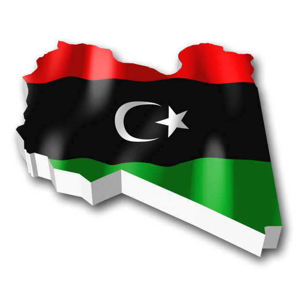 3d-flag - libyen - libya flag libyan flag three dimensional shape stock-grafiken, -clipart, -cartoons und -symbole