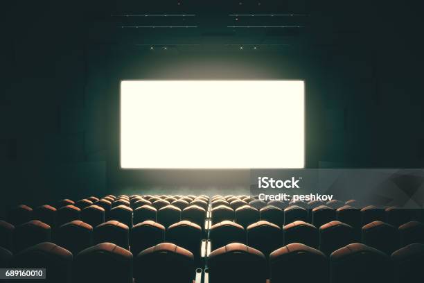 Blank Cinema Screen Toning Stock Photo - Download Image Now - Movie Theater, Movie, Device Screen
