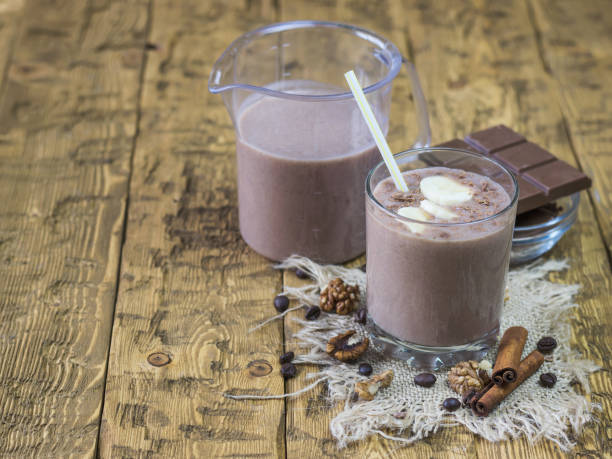 istock Cocktail in a glass with chocolate smoothies. 689206212