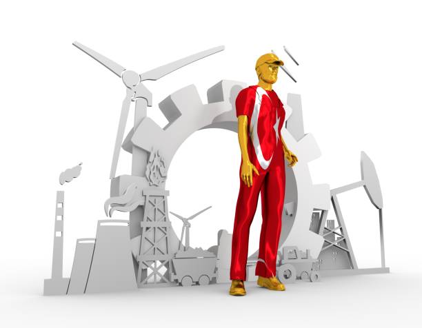 istock Young man and industrial isometric icons set 689206332