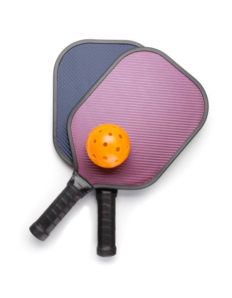 Pickle Ball Paddles Pickle ball paddles on white background pickleball equipment stock pictures, royalty-free photos & images