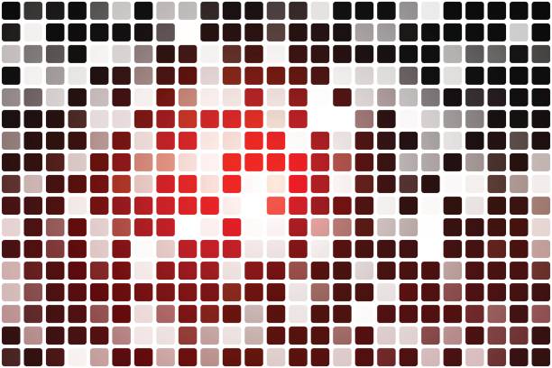 istock Red brown black occasional opacity mosaic over white 689219518