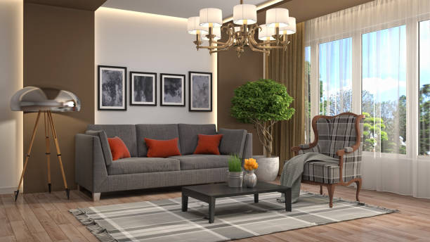 istock Interior living room. 3d illustration 689223096