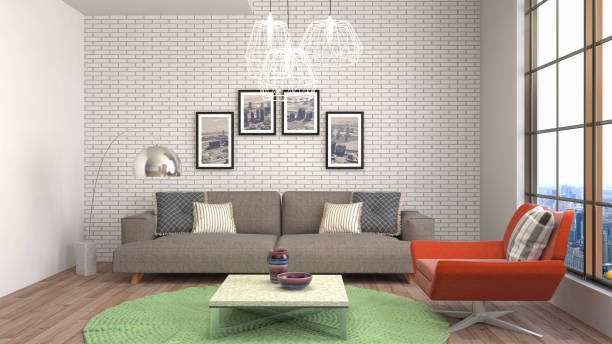 istock Interior living room. 3d illustration 689223114
