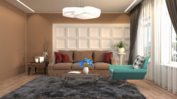 istock Interior living room. 3d illustration 689223152
