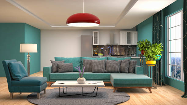 istock Interior living room. 3d illustration 689223186
