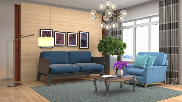 istock Interior living room. 3d illustration 689223258