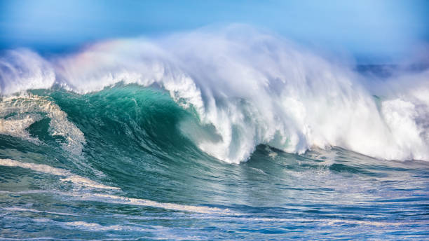 Wave in Pacific Ocean Wave in Pacific Ocean breaking in northern California northern california photos stock pictures, royalty-free photos & images