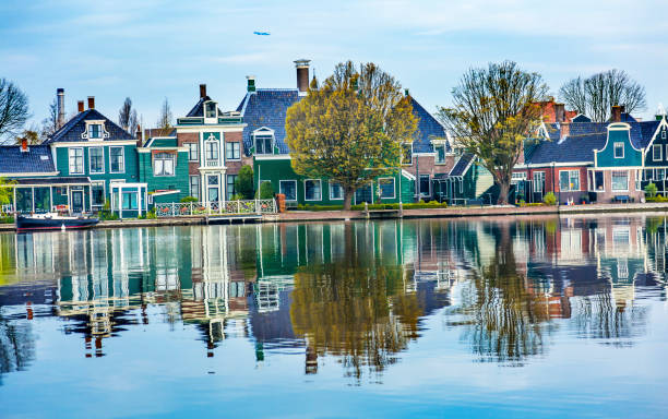 River Zaan Zaanse Schans Old  Village Countryside Holland Netherlands.