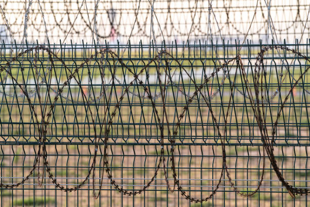 barbed wire around airport