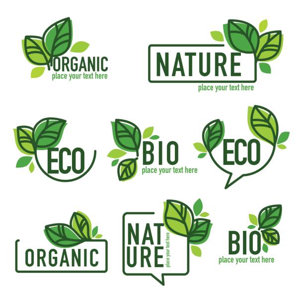 stockillustraties, clipart, cartoons en iconen met doodle organische verlaat emblemen - ecosysteem