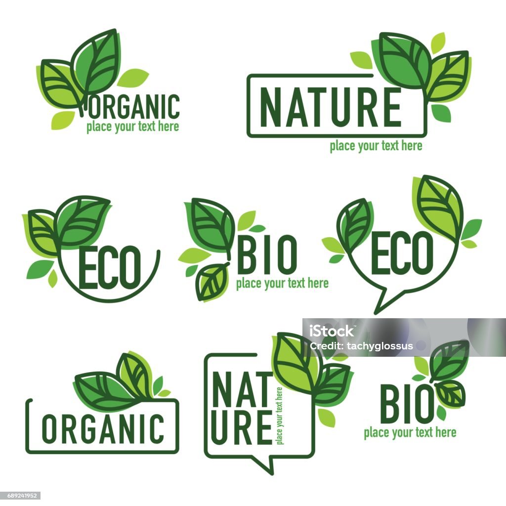 doodle organic leaves emblems doodle organic leaves emblems, elements,  frames and icon Leaf stock vector