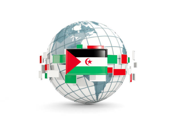 istock Globe with flag of western sahara isolated on white 689255682