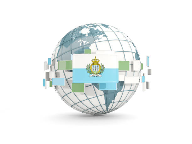 istock Globe with flag of san marino isolated on white 689256520
